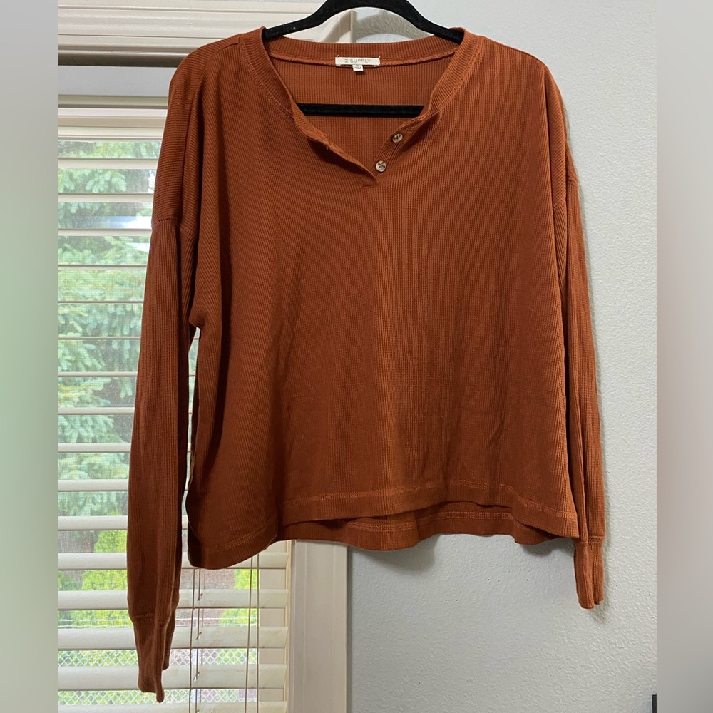 Waffle knit long sleeve